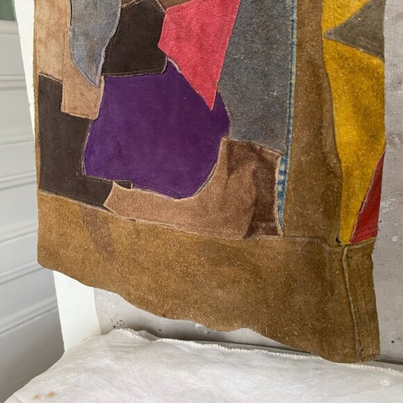 Vintage 70s Suede Patchwork Groovy Jeans Men's 28 - Disco Flare Handmade OOAK - Picture 12 of 15